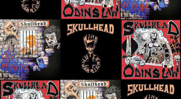 Skullhead LP Collage bestehend aus White Warrior, Odin's Law und A Cry of Pain