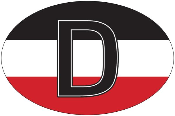 Aufkleber - Deutschland-D auf schwarz-weiß-rotem Untergrund