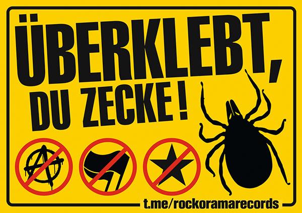 Abbildung des Aufklebers Überklebt, du Zecke
