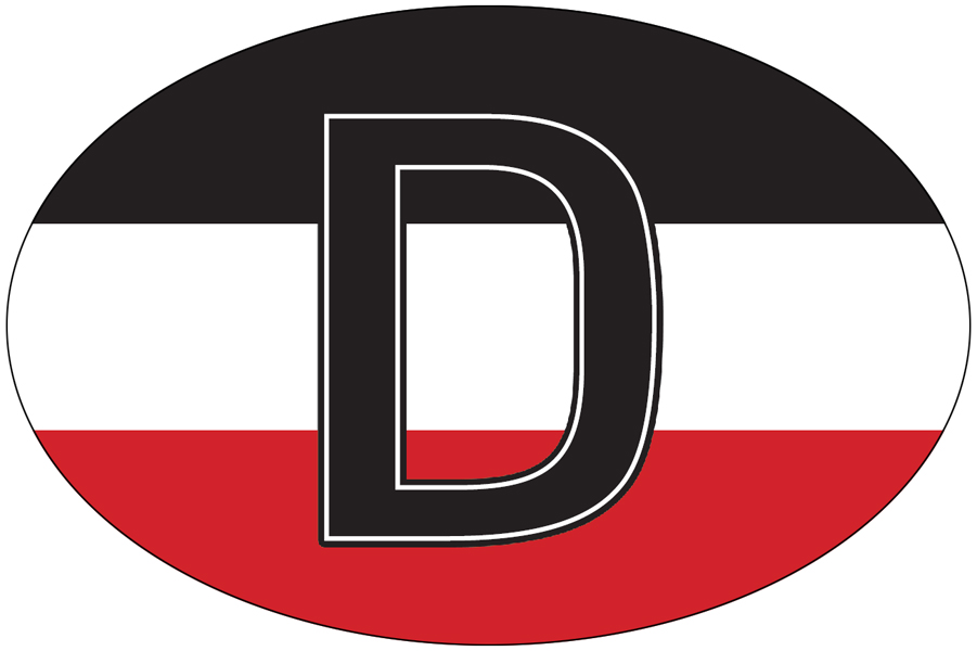 Aufkleber - Deutschland-D auf schwarz-weiß-rotem Untergrund