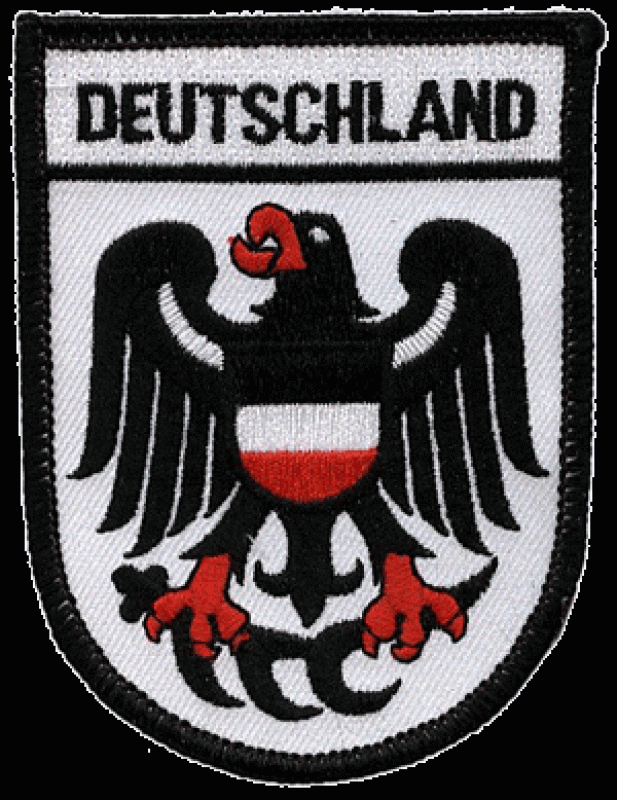 Aufnäher - Deutschland, Adler mit s/w/r (mittig), Wappen