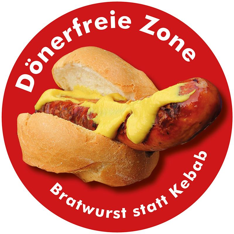 Aufkleber - Dönerfreie Zone, Bratwurst statt Kebab