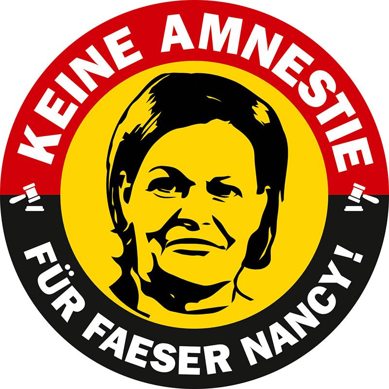 Abbildung des Aufklebers Keine Amnestie für Faeser Nancy