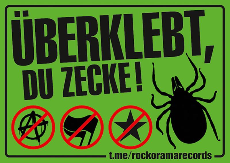 Abbildung des Aufklebers Überklebt du Zecke, grüne Version