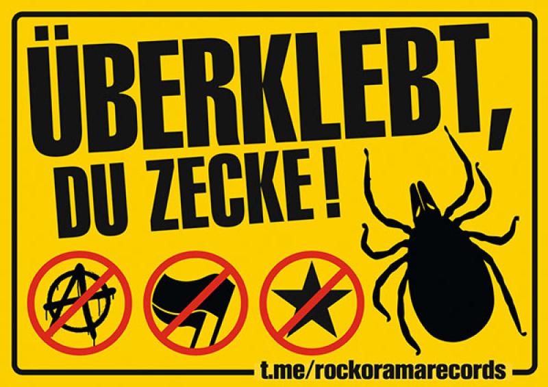 Abbildung des Aufklebers Überklebt, du Zecke