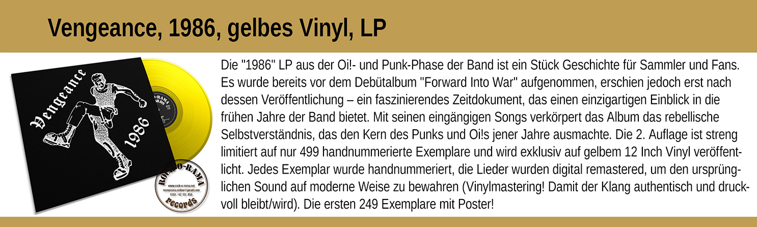 Vengeance, 1986, LP, gelbes Vinyl